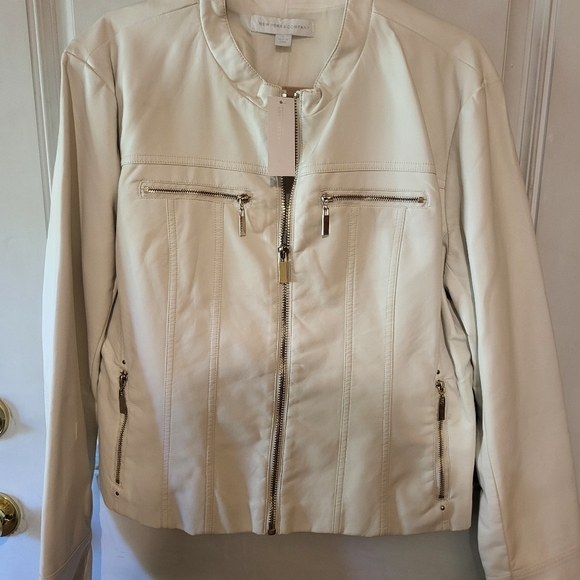 New York & Company Cream Leather Jacket - Picture 1 of 3